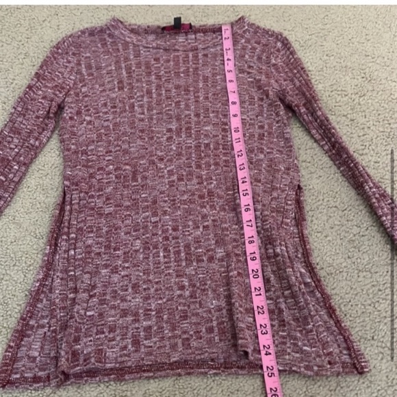 Rose heathered ribbed side slit long sleeve top, lightweight, soft stretchy, xs - Picture 8 of 9